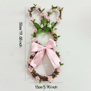 Ghirlanda Pasquale con Coniglietto, Rami e Bacche, Fiocco in Iuta, Decorazione Primaverile per Porta e Parete - Product Image 2