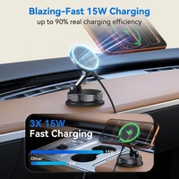 Support de chargeur sans fil robuste 15W pour tableau de bord avec ventouse super puissante et aimants N56 pour tous les téléphones – Commande en gros