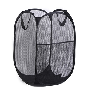 Mesh Laundry Basket Mesh Foldable Pop Up Mesh Washing Laundry Basket Hamper Bag Bin Tidy Clothes Storage