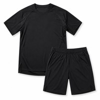 Ensemble d'entraînement personnalisé TAIMI pour la gym : T-shirt à manches courtes et short au-dessus du genou, 140g, séchage rapide, empiècements en maille, extensible dans les 4 sens, fentes latérales, motif cœur 3D, pour homme