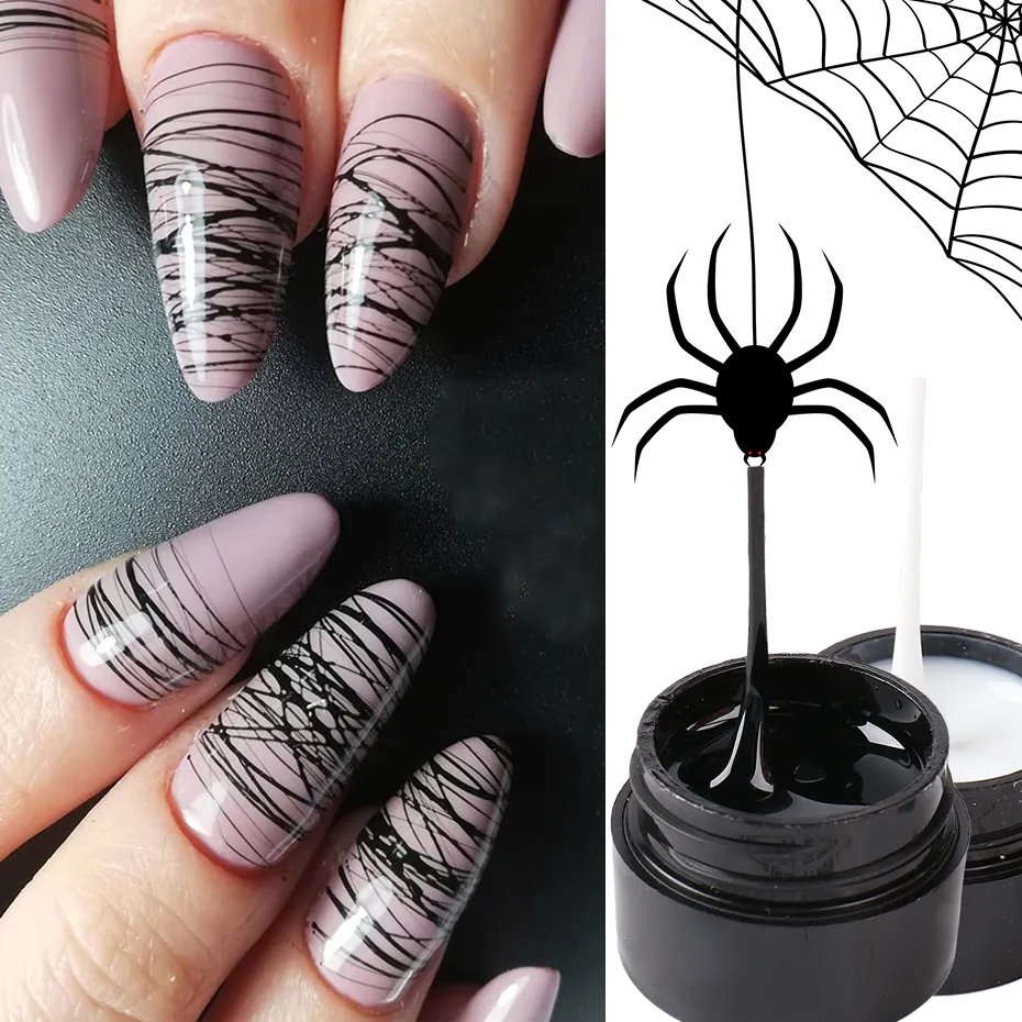 6ml Spider Line Gel Nagellack Schwarz Weiß Drawing Wire Gel Spinnennetz Nail Art Lack Gel Kreative Zeichnung Maniküre