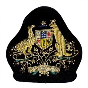 Custom Embroidered Cap Badge With Anchor And Laurel Wreath <b>Sew</b>-On Fabric Patch For Uniform Garment - Product Image 1