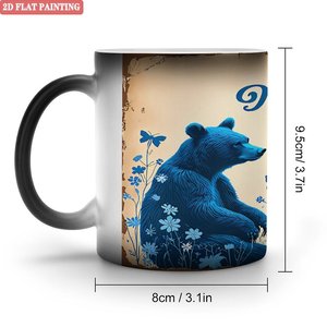 แก้วมัคเคลือบด้าน 11 ออนซ์ สีดำ เซรามิก เปลี่ยนสีได้เมื่อโดนความร้อน แก้วกาแฟวิเศษ - Product Image 1