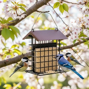 Mangeoire suspendue en métal pour l'extérieur, pour gâteaux <span class=keywords><strong>de</strong></span> graines, boules <span class=keywords><strong>de</strong></span> graisse et suets, pour oiseaux sauvages et écureuils, modèle Factory Garden - Product Image 2