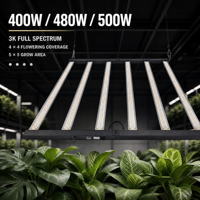 Barre de culture LED 500W 480W 400W 3K à spectre complet, dimmable, pour couverture de culture 4x4, zone de floraison 5x5, usage commercial 3000K