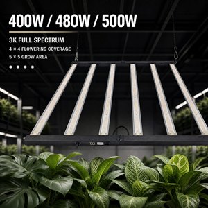 Barre de culture LED 500W 480W 400W 3K à spectre complet, dimmable, pour couverture de culture 4x4, zone de floraison 5x5, usage commercial 3000K - Product Image 1