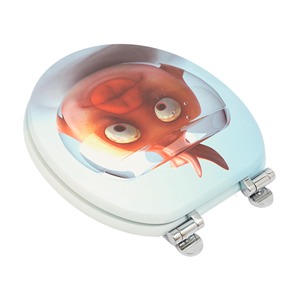 Asiento de Inodoro Decorativo con Diseño de Peces Dorados y Burbujas, Tapa de <span class=keywords><strong>WC</strong></span> Universal con Bisagras de Aleación de Zinc - Product Image 4