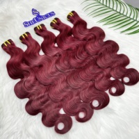 Extensions de cheveux humains brésiliens vierges non traités, ondulés, alignés aux cuticules, couleur rouge 99j, lots de tissages de cheveux naturels de vison, fournisseur