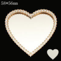 Nouveauté 2026 : Breloques pour coque de téléphone DIY en alliage, motif cœur miroir, avec fleur en perles incrustées de diamants, diverses décorations miroir