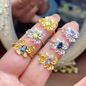 Nieuw Ontwerp 925 Sterling Zilveren Klassieke Ovale Gesneden Natuurlijke Edelsteen Vergulde Bruiloft Zirkoon Vrouwen Ring - Product Image 2