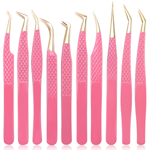 Pinzette con Logo personalizzato per Volume Private Label in acciaio inossidabile pinzetta pinzetta per ciglia con punta in fibra - Product Image 1