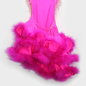 Vestido de Competición Latino Profesional para Mujer, Disfraz de Samba y Cha Cha para Adultos, Falda con Flecos Brillantes y Plumas para Baile de Salón - Product Image 3