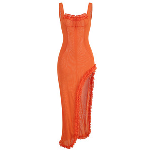 Women's New <strong>Apparel</strong> Mixes Casual Dresses Ruffle Decorations Solid Patterns Natural <strong>Bulk</strong> Assorted Stock Clothing - Product Image 5