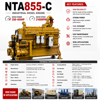 Moteur diesel d'origine SCDC CCEC Cumins NTA855-C 250HP-450HP refroidi par eau, 6 cylindres, pour excavateur, bulldozer, grue