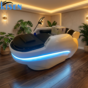 KISEN Cama de Masaje Automática de Fibra de Vidrio con Luz Ambiental LED, Masaje Eléctrico Ajustable para Piernas y Espalda, Rodillos y Lavabo Cerámico - Product Image 5