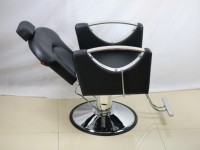 Fauteuil de Barbier Antique en Métal Aluminium avec Pompe Hydraulique, Repose-Pieds Réglable, Noir, Garantie 1 An, pour Salon de Coiffure et Barbier