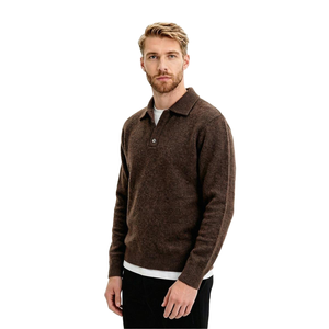 Pull personnalisé en <span class=keywords><strong>laine</strong></span>/polyester respirant pour homme, style Old Money, épais, avec logo frontal, idéal pour l'été - Product Image 2