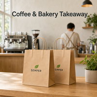 Sacs à café en kraft écologiques avec poignées torsadées, logo personnalisé, sacs d'emballage recyclables pour la vente à emporter, pour boulangerie, desserts