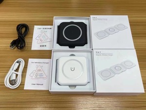 2024 뜨거운 판매 3-in-1 15W 접이식 마그네틱 무선 충전기 이어폰 스마트 워치 10W 출력 전원 아이폰 - Product Image 6