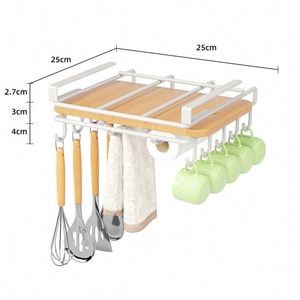 Étagère de rangement multifonction en métal pour cuisine, sans perforation, pour couvercles de casseroles, planches à découper, organisateur de vaisselle, armoire suspendue au plafond - Product Image 3