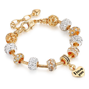 Novedad 2020, Popular, Superventas, Pulsera con Dijes <span class=keywords><strong>de</strong></span> Estrella y Corazón <span class=keywords><strong>de</strong></span> <span class=keywords><strong>Cristal</strong></span> <span class=keywords><strong>Austriaco</strong></span> y Oro <span class=keywords><strong>de</strong></span> 18k - Product Image 2