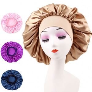 Gorros de satén grandes con banda elástica ancha para el cabello, para mujeres negras, trenzas, gorros para dormir por la noche - Product Image 3