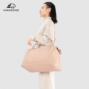 Kingsons Pink Women's Tote Bag Large Capacity Polyester Solid Color Everyday Use - Product Image 4