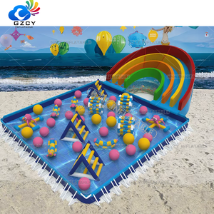 Kolam Renang Anak Portabel Luar Ruangan PVC, Desain Kustom Taman Air Tema Tiup dengan Perosotan - Product Image 4