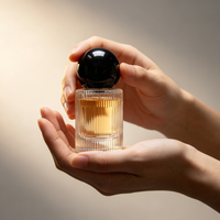 Flacon de parfum vide en verre de haute qualité de 15 ml avec pulvérisateur, bouchon noir et boîte personnalisée