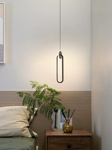 Lámparas de noche negras, lámparas colgantes simples, lámpara para el hogar, luz colgante LED - Product Image 2