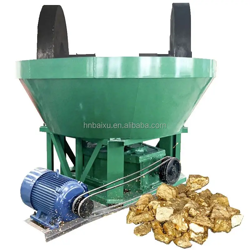mineral processing machinery two disc rounds ore grinding equipment wet pan mill for gold