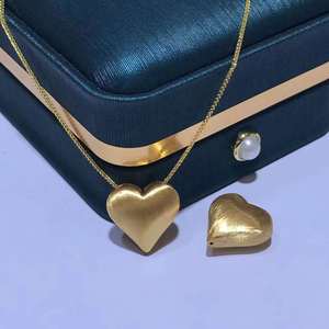 핫 파인 쥬얼리 목걸이 리얼 골드 쥬얼리 AU750 솔리드 골드 목걸이 18K 커스텀 쥬얼리를위한 큰 하트 모양 펜던트 매력 - Product Image 1