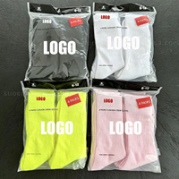 Lot de 4 chaussettes unisexes, style hip-hop, décontractées, athlétiques, à semelle épaisse, en coton, avec logo de marque personnalisé