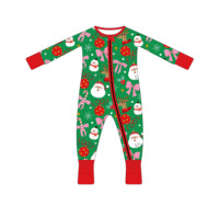 Combinaison bébé en bambou à fermeture éclair, motif géométrique doux, barboteuse personnalisée à manches longues, adorable pyjama personnalisé pour nourrisson et tout-petit