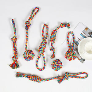 ชุดของเล่นเชือกสุนัขสำหรับสัตว์เลี้ยงทนทานต่อการกัดเคี้ยวสีรุ้ง - Product Image 4