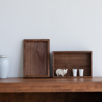 Organisateur de bureau artisanal traditionnel écologique en bois de noyer noir massif avec couvercle - Taille personnalisée