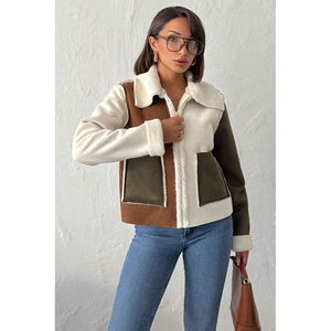 Topshow - Manteaux en daim et fourrure de lapin laminés en gros - CRÈME KHAKI TAN - Product Image 1