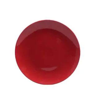 Juego de vajilla de cerámica con diseño esmaltado, vajilla de cerámica de color rojo, para venta al por mayor, 16 Uds.