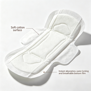 Wholesale <b>Cheap</b> Lady Organic Cotton Menstrual Sanitary Napkin Underwear Breathable Super Absorbent Heavy Flow Overnight Use - Product Image 3