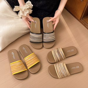 Sandalias de Moda para Mujer, Diseño Cuadrado con Punta Abierta, Ligeras, Estilo Romano, Transpirables, con Parte Superior de Lino Suave y Cómodas para el Verano - Product Image 1