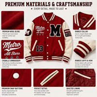 Veste universitaire bicolore beige crème OEM, broderie de logo personnalisée, veste en laine Melton de qualité supérieure, veste de style Letterman surdimensionnée, veste d'équipe scolaire