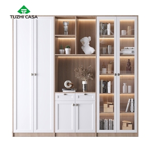 Custom European White Glass Door Book <strong>Shelf</strong> Wooden <strong>French</strong> Bookshelf Bookcases - Product Image 3