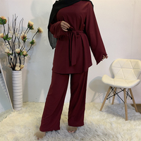 Ensemble tunique et pantalon du Moyen-Orient, ensembles musulmans turcs et malaisiens, haut et pantalon musulmans en 2 pièces pour femmes musulmanes
