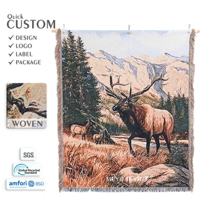 Couverture tapisserie tissée personnalisable rapide pour chalet de <span class=keywords><strong>montagne</strong></span>, couverture jacquard portable quatre saisons pour le camping, les voyages en camping-car et le style de vie - Product Image 1