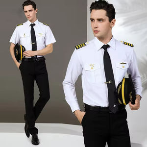 Herren Sommer Luftfahrt Uniform Kapitän Arbeits hemd Weiß Langarm Kurzarm <span class=keywords><strong>Pilot</strong></span> Cadet Uniform Shirt - Product Image 1