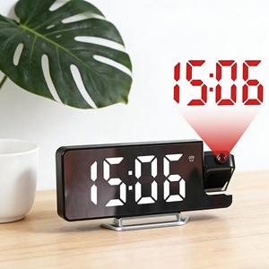 Relojes Despertadores de Escritorio con Proyección LED Digital Electrónica Creativa, Calendarios de Espejo, Pantalla Única de Temperatura y Humedad, USB Moderno - Product Image 1