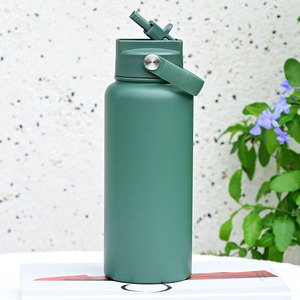 OEM 32oz Double <b>Wall</b> 4-in-1 Straw Lid Vacuum Flask Powder Coated Wide Mouth Sports Flask for Gym Fitness Training - Product Image 1