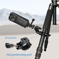 Support de fixation pour guidon en alliage d'aluminium à rotation 360° avec double rotule et adaptateur à dégagement rapide pour appareil photo et téléphone