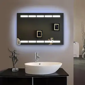 工厂价格矩形壁挂式智能发光二极管浴室镜化妆发光二极管镜带智能触摸