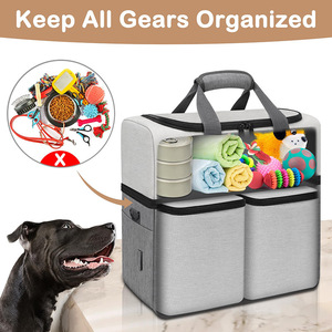 Bolsa de Viaje para Mascotas de Doble Capa para <span class=keywords><strong>Perros</strong></span> <span class=keywords><strong>con</strong></span> 2 Contenedores de Comida Extra Grandes, Organizador de Bolsillos Múltiples para Organizar Artículos para <span class=keywords><strong>Perros</strong></span> - Product Image 3